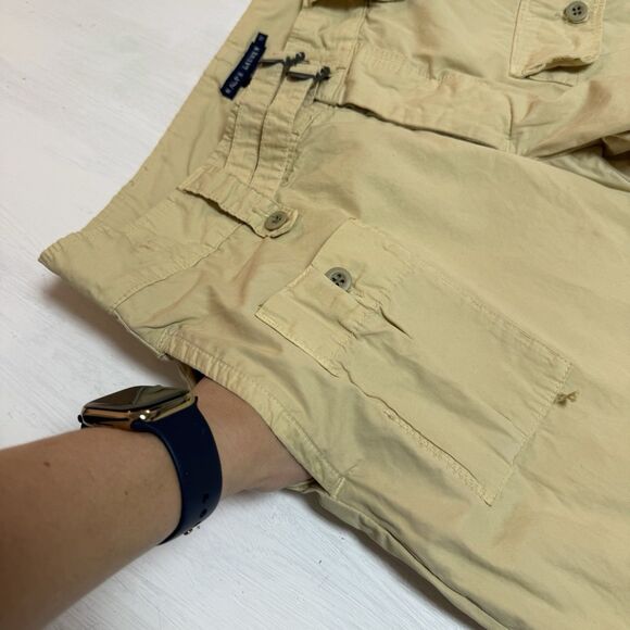 Vintage Ralph Lauren Cargo Distressed 100% Cotton Pants Safari Yellow 12 Utility - Picture 5 of 10